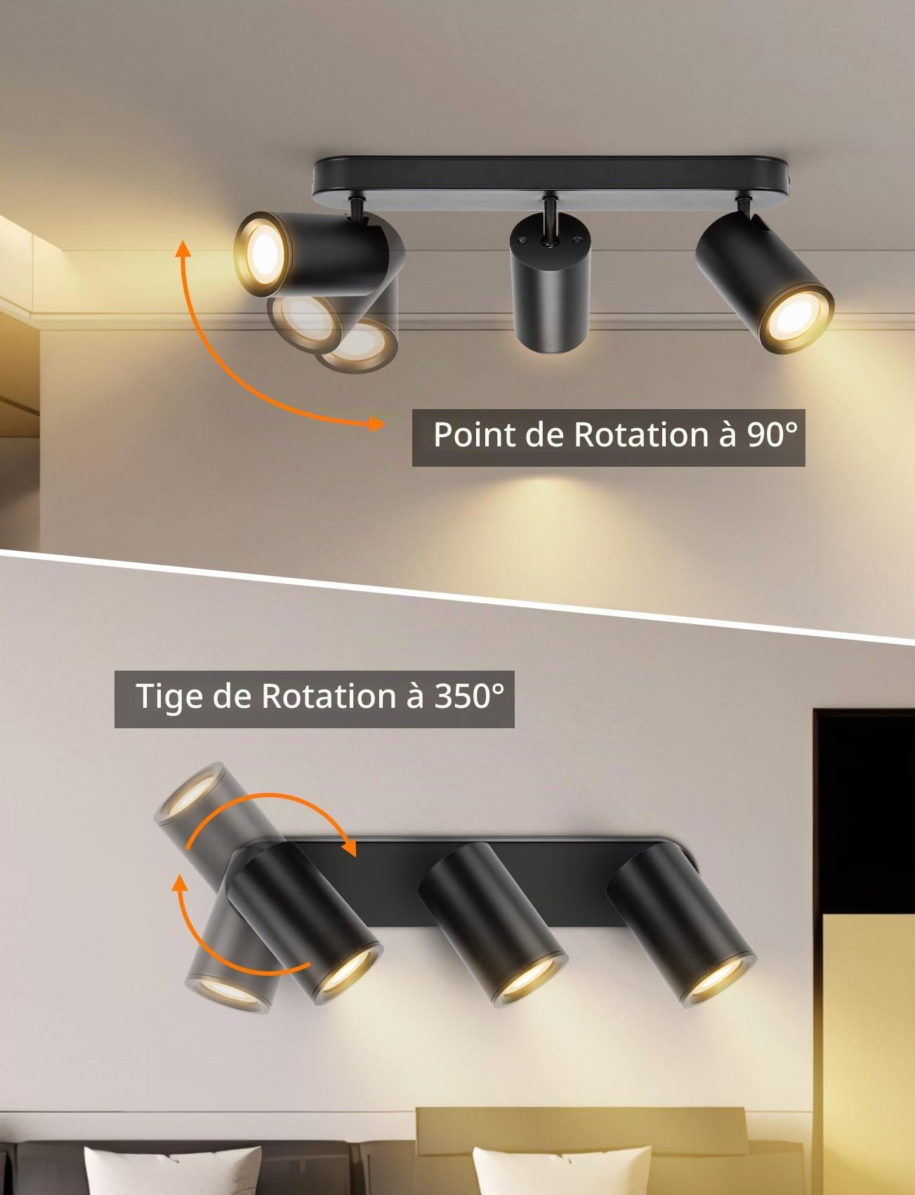 Aigostar Plafonnier LED Spots Alexa GU10, Applique 3 Spots de Plafond Couleur Réglable, Plafonnier avec Télécommande pour Cuisine Chambre Salon (Avec Ampoule Connectée)