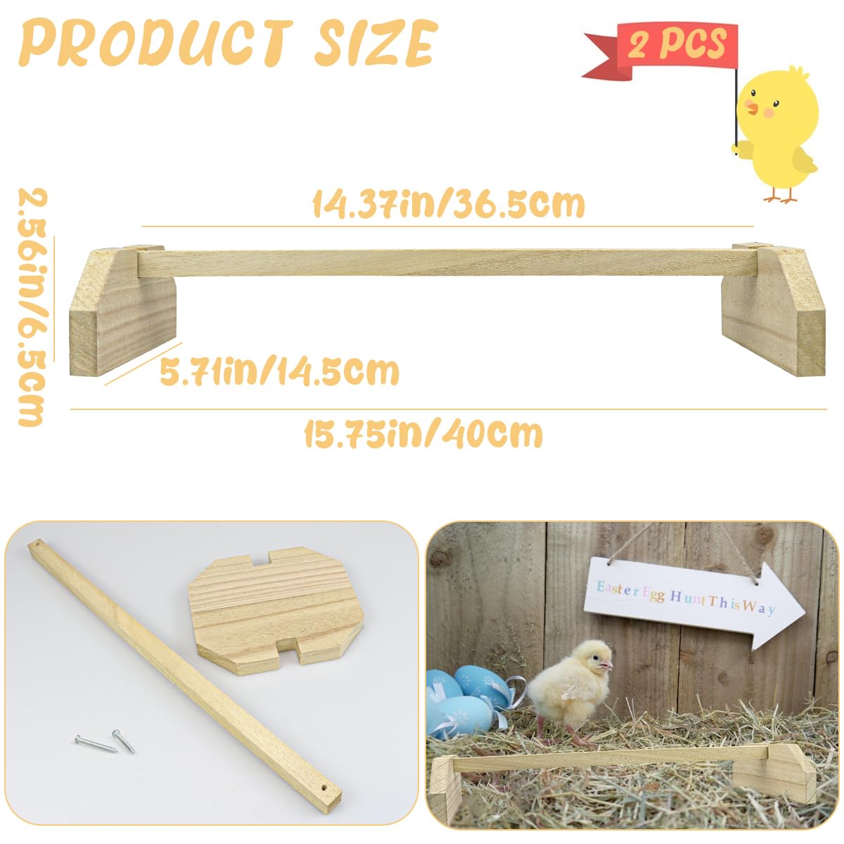 2 x hölzerne Hühnerstange für große Vögel, Babys, Küken, Dschungel, Turnhalle, Sitzstange für große Vögel, Babys, Küken, Parots