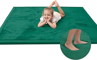 Baby Play Mat for Floor,1.3" Thick Memory foam Tummy Time Mat for Toddlers,Infants,kids,Water-Repellent Soft Nursery Rug,Extra Large Non Slip for Crawling&Yoga,Tatami Style for Living Room(Dark Green)