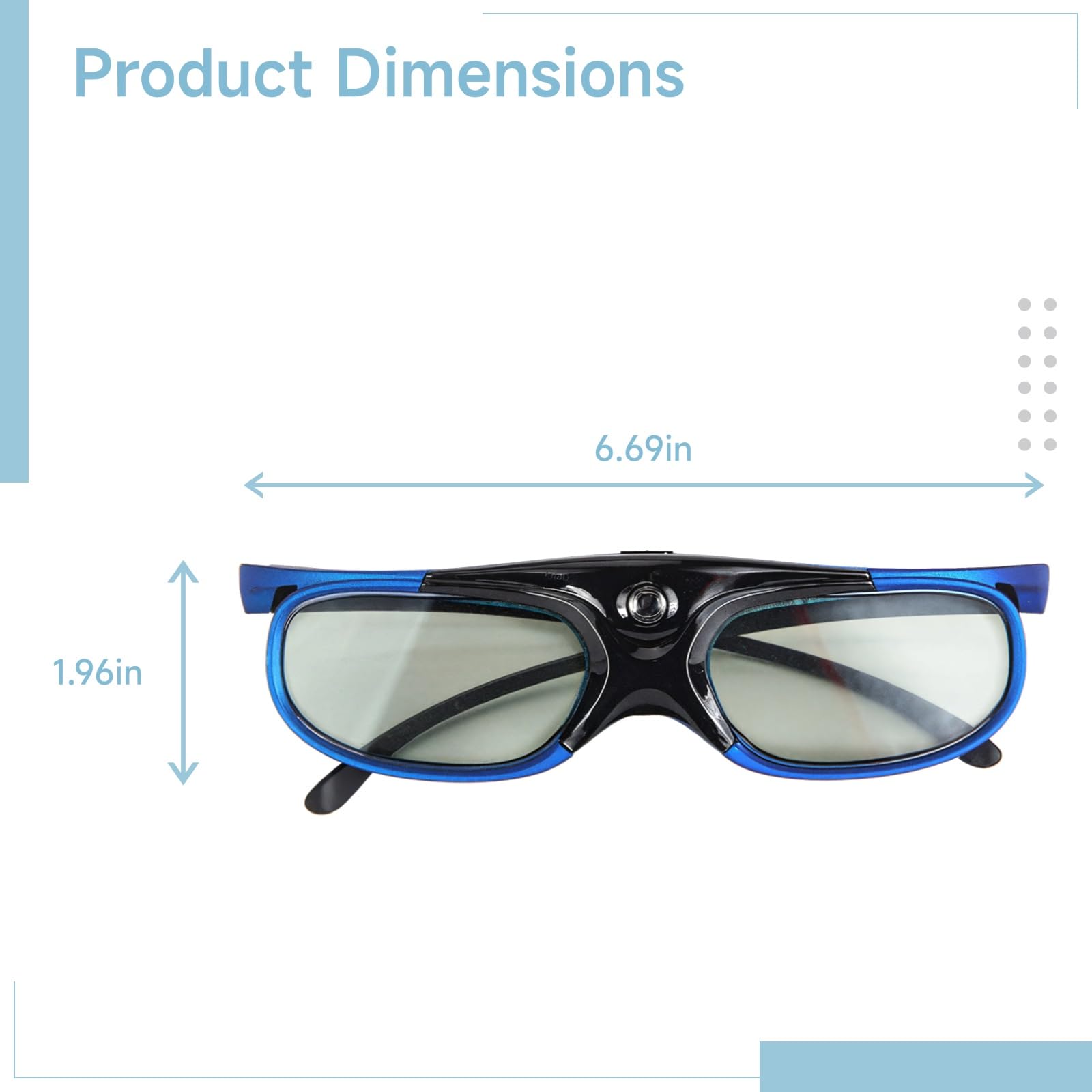 4 paia di occhiali 3D Active Shutter per proiettori DLP-LINK, XGIMI, JMGO, frequenza di aggiornamento 144 Hz, ampio angolo di visione, ricaricabili, cornice blu