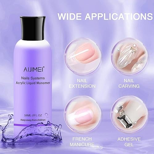 Miniatura 2 de AIJIMEI Monómero acrílico líquido acrílico 2.0 fl oz 2OZ Monómero líquido acrílico para polvo acrílico Monómero líquido de uñas acrílicas para uñas