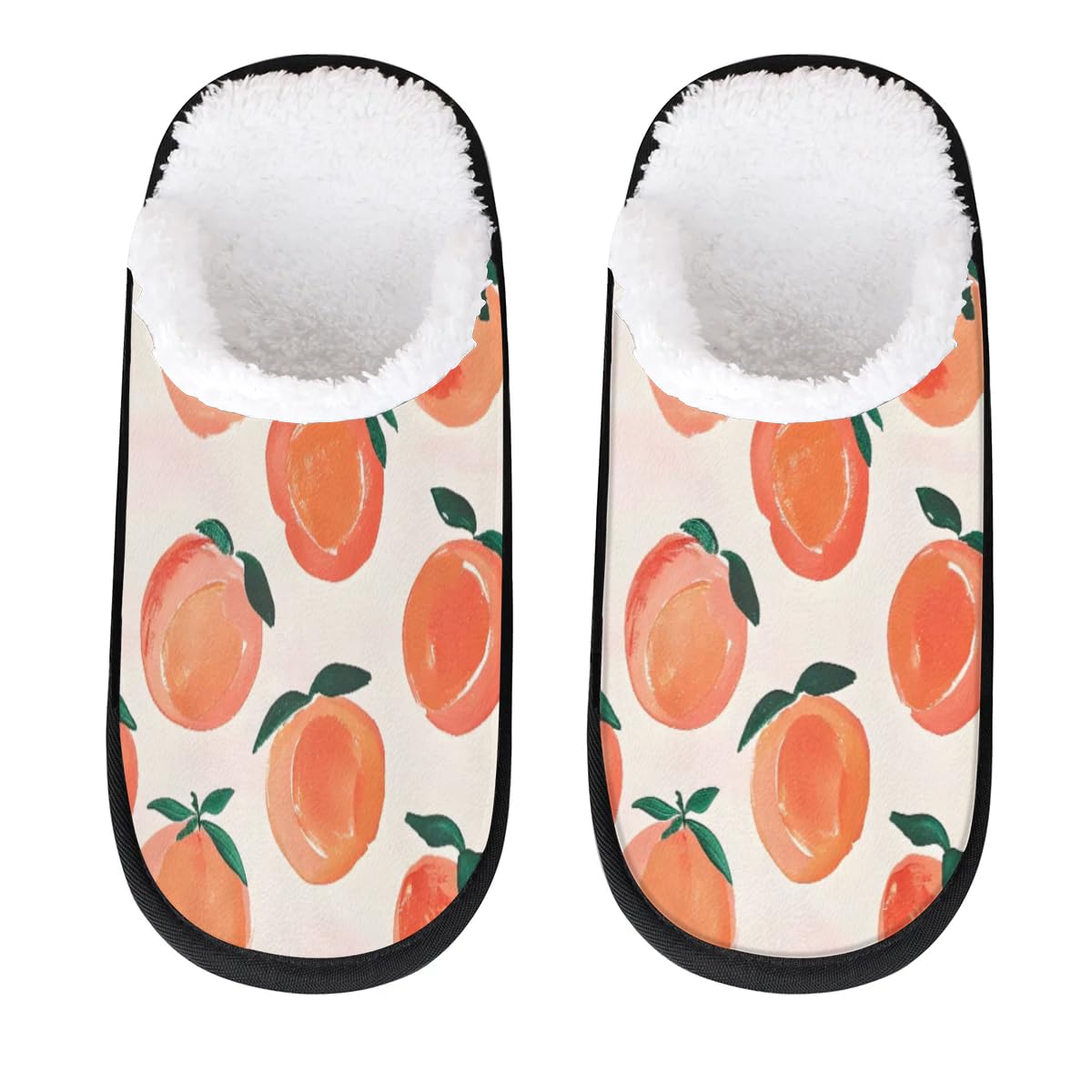 Hsnar Sweet Peaches Non Slip House Slippers for Women Indoor Slippers for Men Soft House Shoes Spa Slippers, L