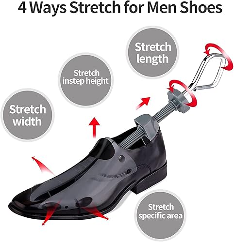 Miniatura 3 de 2 pares de estiradores de zapatos para hombre, longitud y ancho ajustables, ampliador de zapatos con forma de árbol para pies anchos, estiradores de