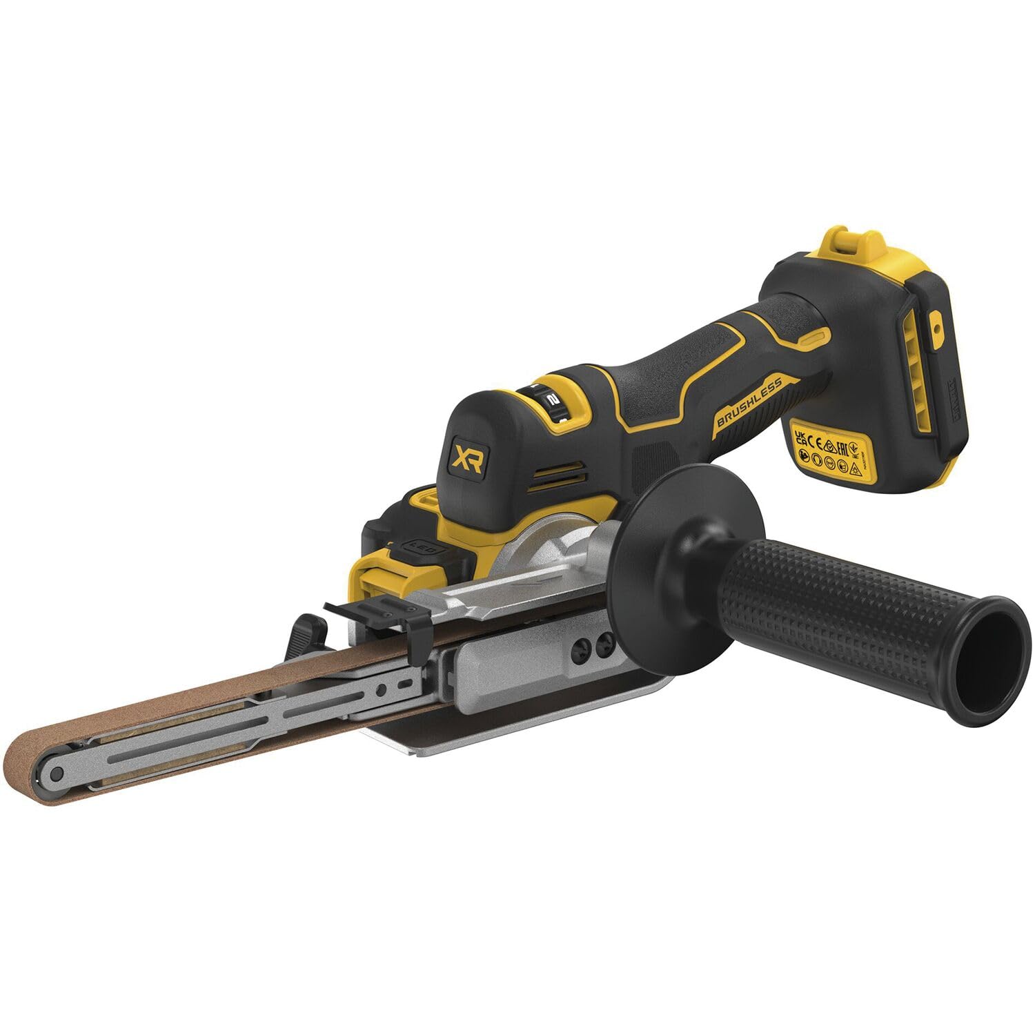 DEWALT Lijadora de banda sin escobillas XR 18V 13 mm sin cargador/batería maletín TSTAK dla profesjonalistów i majsterkowiczów, niezawodne mocowanie, standard techniczny