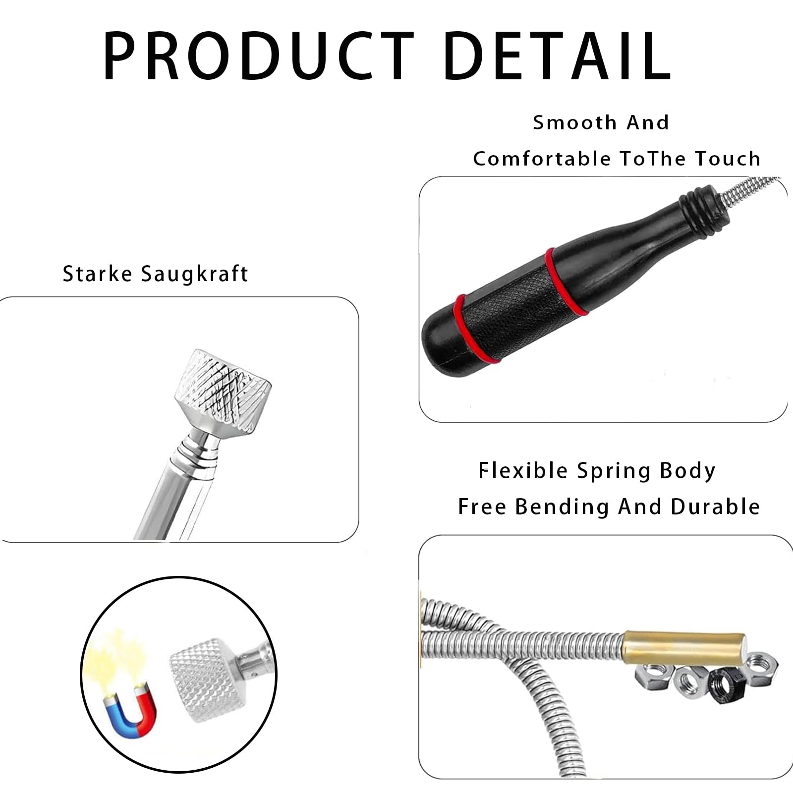 3-teiliges Teleskop-Magnetstab-Set – 1,5 Lb, 3 Lb, 5 Lb Zugkraft – Flexibler Magnetheber Für Kleinteile