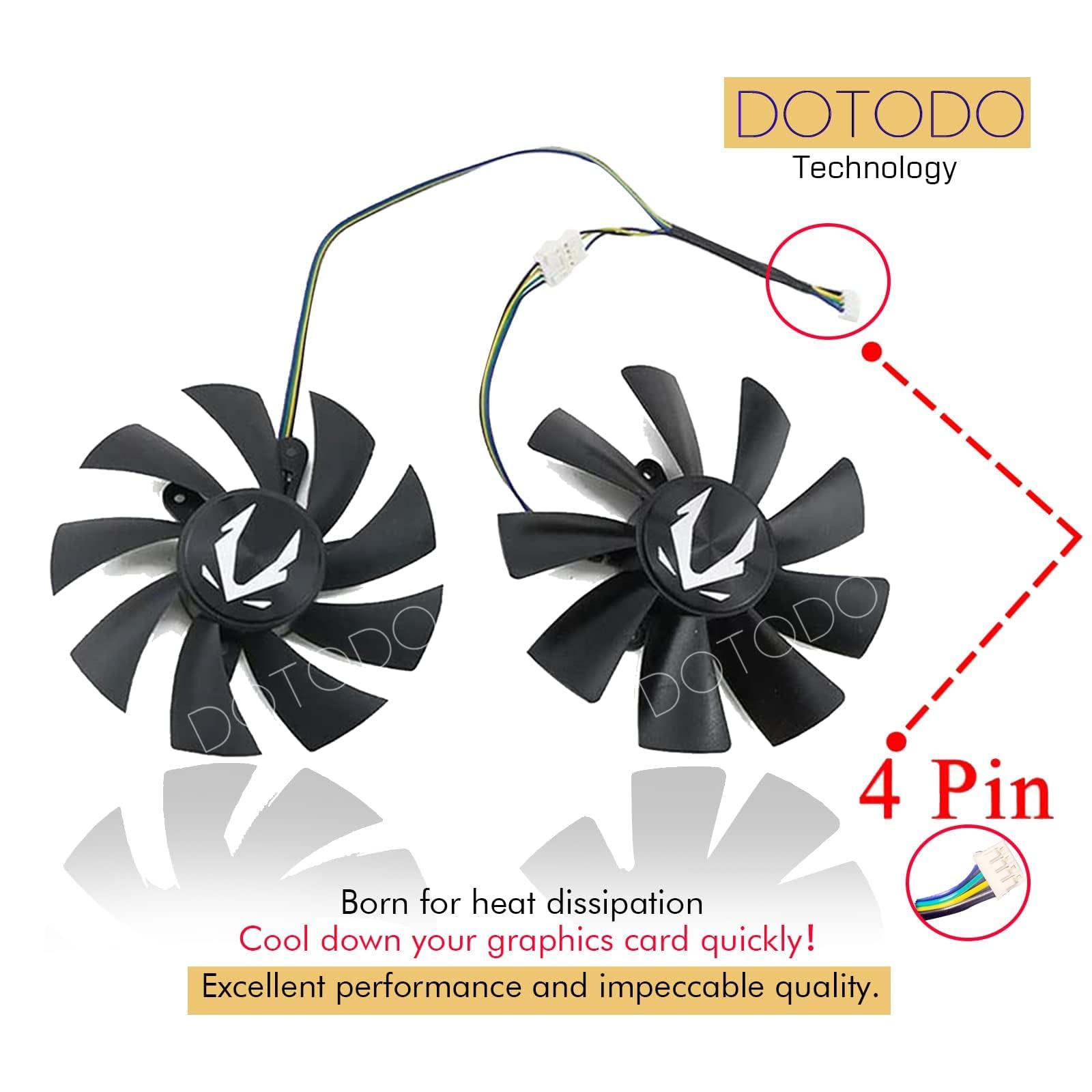 100mm GA92S2H DC 12V 0,45A 4 broches pour ZOTAC Gaming GeForce RTX2070 RTX 2070 OC Mini ventilateur de refroidissement pour carte vidéo (AB-Lüfter)
