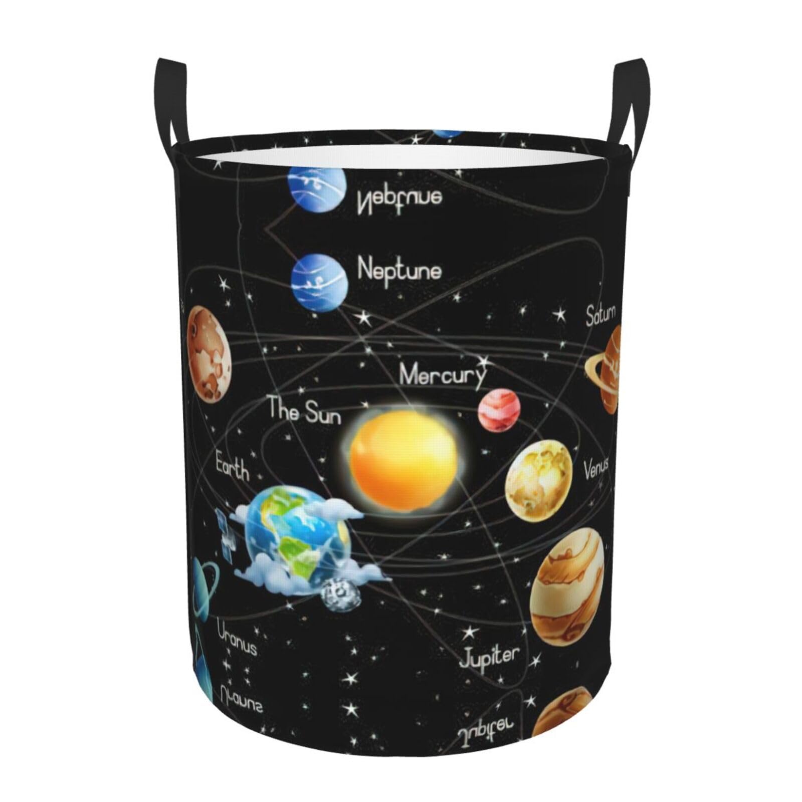Panier à linge et jouets avec poignées solides et motif galaxie