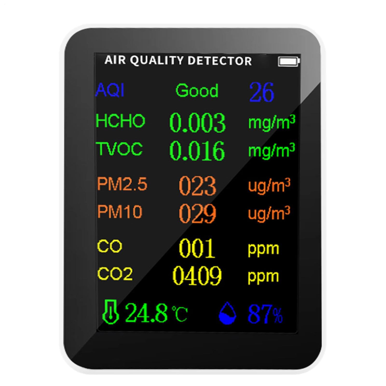 Detector de interior, detector de calidad del aire Monitor portátil 10-en-1 | Probador de calidad del aire, medidor de dióxido de carbono