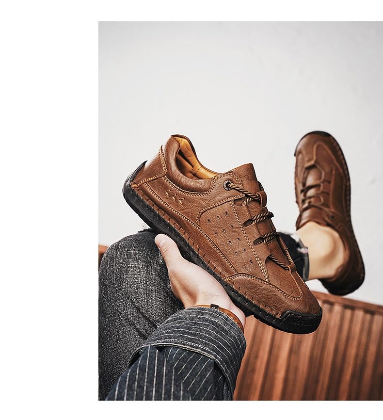 Mens Hiking Shoes Ankle Chukka Boots Slip On Breathable Loafers Handmade Fashion Sneakers Walking Driving Flats2