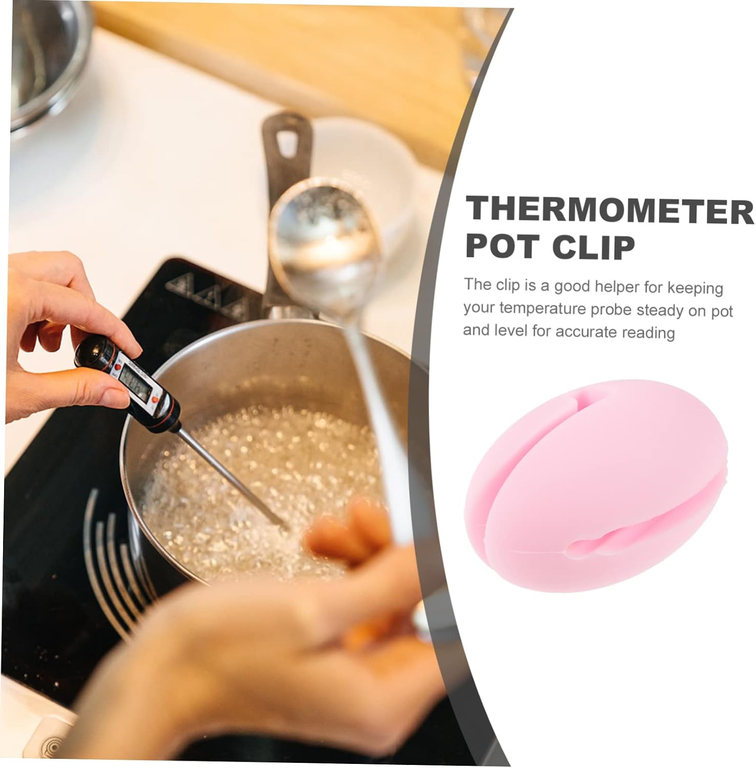 Silicone Thermometer Pink Pot Clip Holder for Candy Making