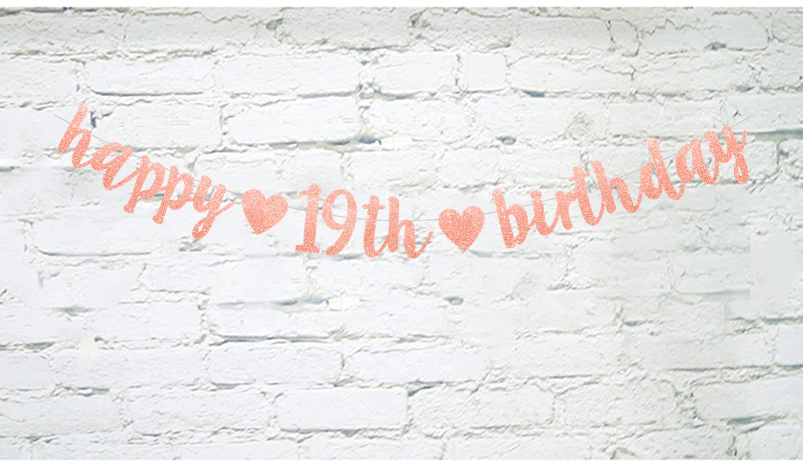 Banner Per 19° Compleanno Ragazze Oro Rosa | Ghirlanda Glitterata Con Scritta Happy 19th Birthday, 3 Metri - 3