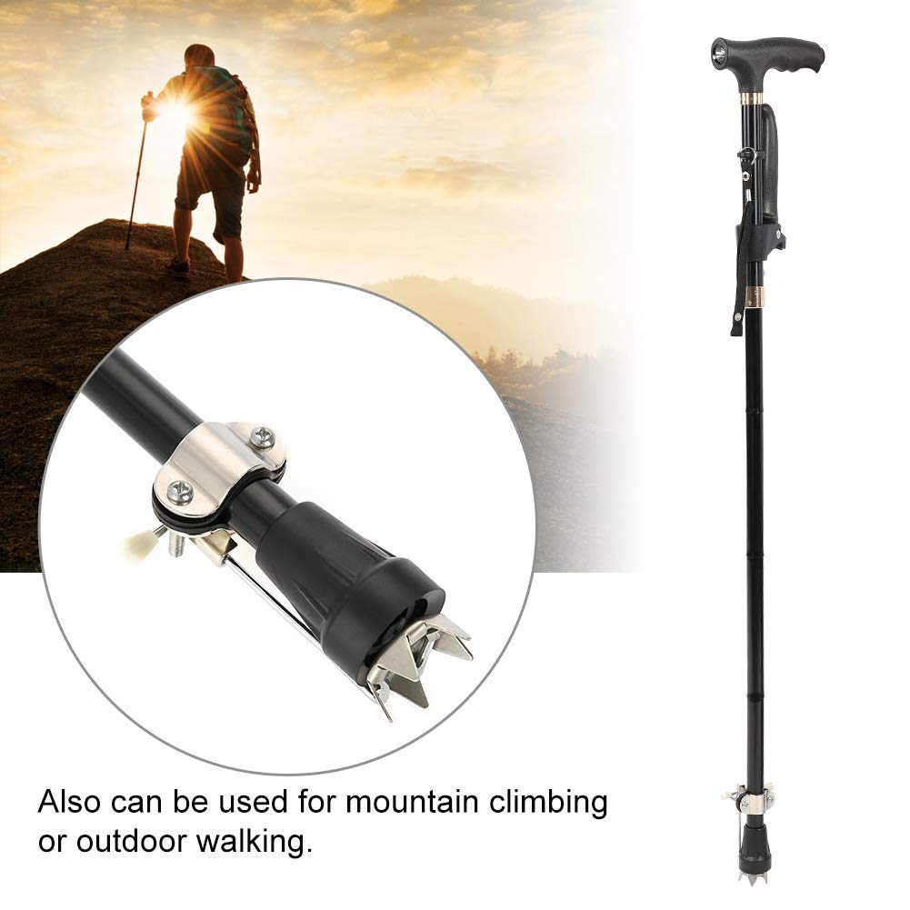 Bastón Plegable, bastón Plegable de aleación de Aluminio para Ancianos con Asas en T, bastón para Caminar con luz para Escalar Interesting