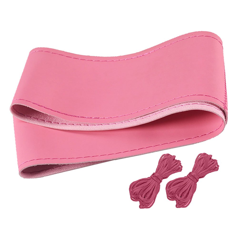 XfayHX-499 Universal DIY Hand Sewing Car Steering Wheel Cover Microfiber Leather Protector Cover Style with Needles and Thread(Size L 40CM,Pink)