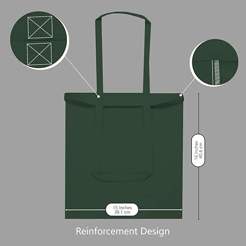 Miniatura 5 de TOPDesign Paquete de 12 bolsas de algodón verde y negro de 16 x 15 pulgadas, ligeras, medianas, reutilizables, adecuadas para bricolaje, publicidad,