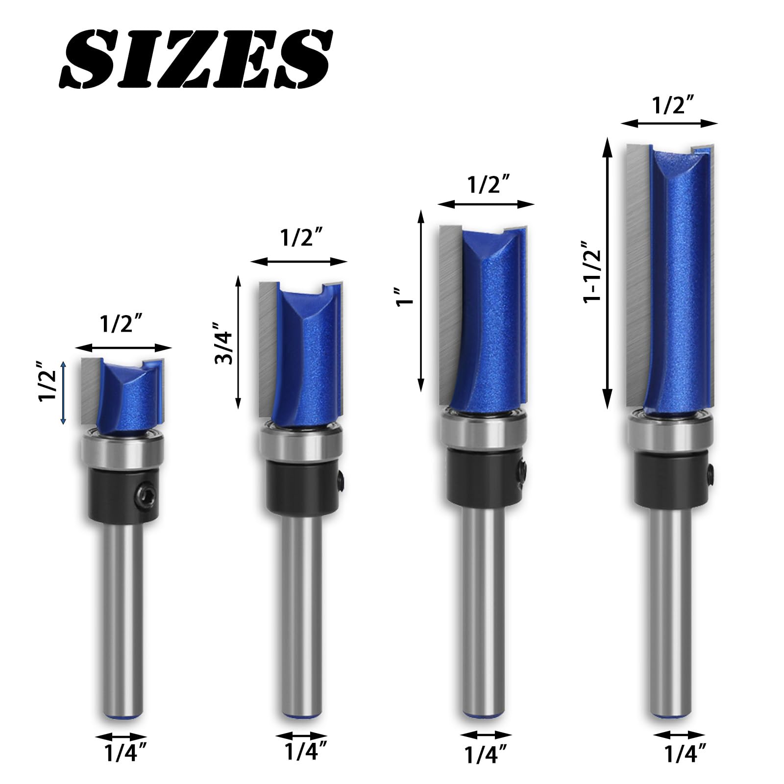 BENESOON Flush Trim Router Bits - 4 Piece Set -2