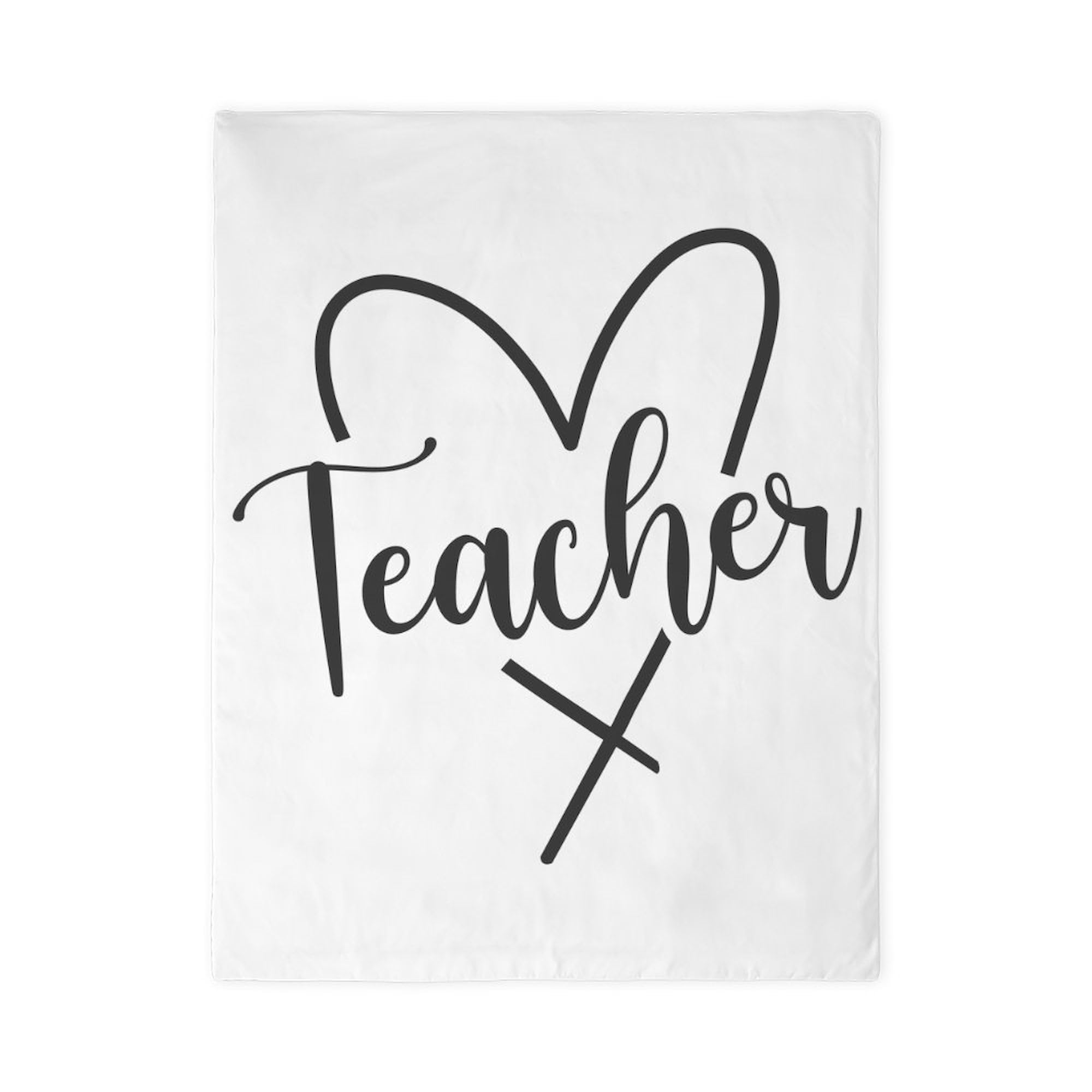 CafePress Teacher in Simple Doodle Heart Script Lettering Twin Duvet Cover, Printed Comforter Cover, Unique Bedding,