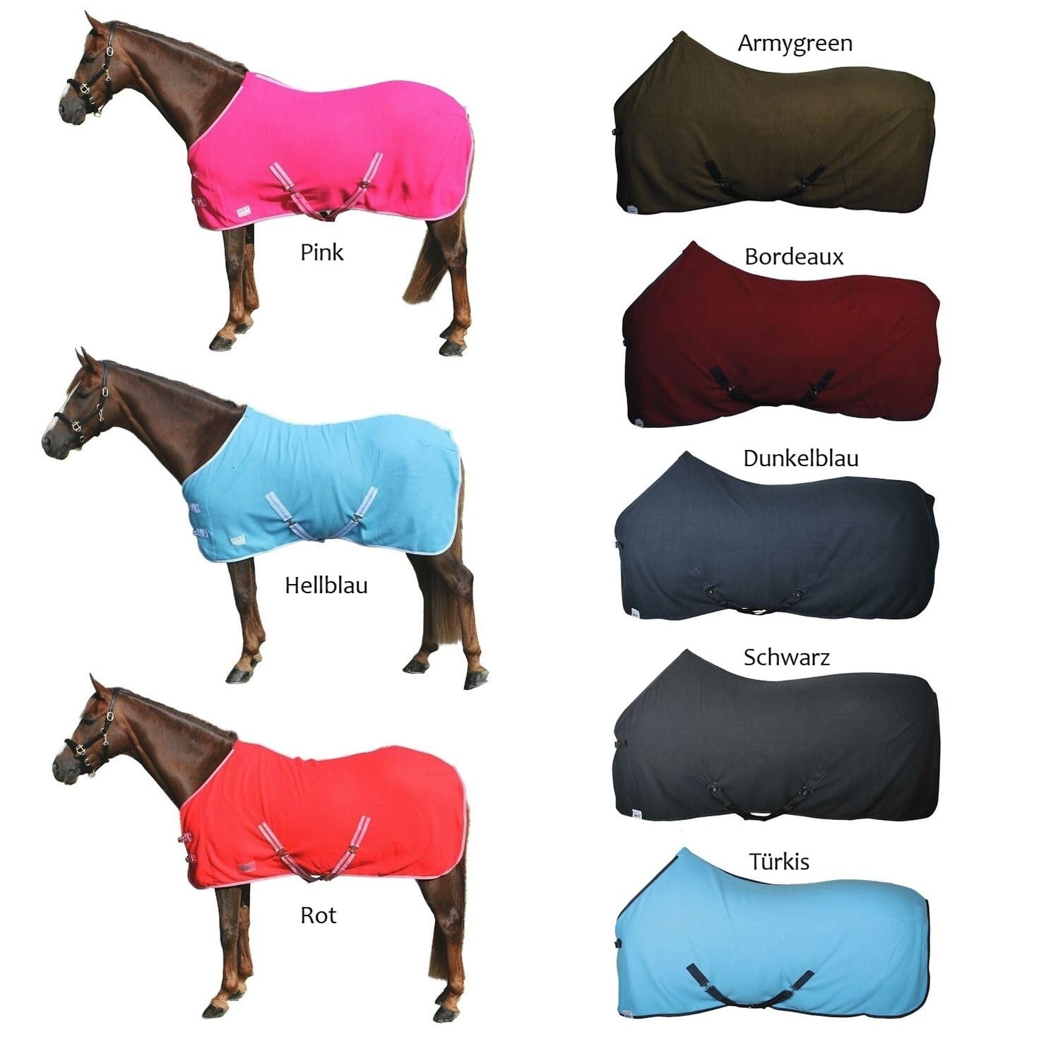 netproshop Basic Pferde Abschwitzdecke mit Kreuzbegurtung Fleece Qualität Gr. 105-155, Groesse:105, Farbe:Pink