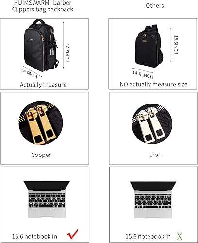 Miniatura 2 de Barber Supplies - Mochila de peluquero para peluquero, con 1 capa de barbero y cepillo de barbero, gran capacidad, cremallera de cobre puro, a