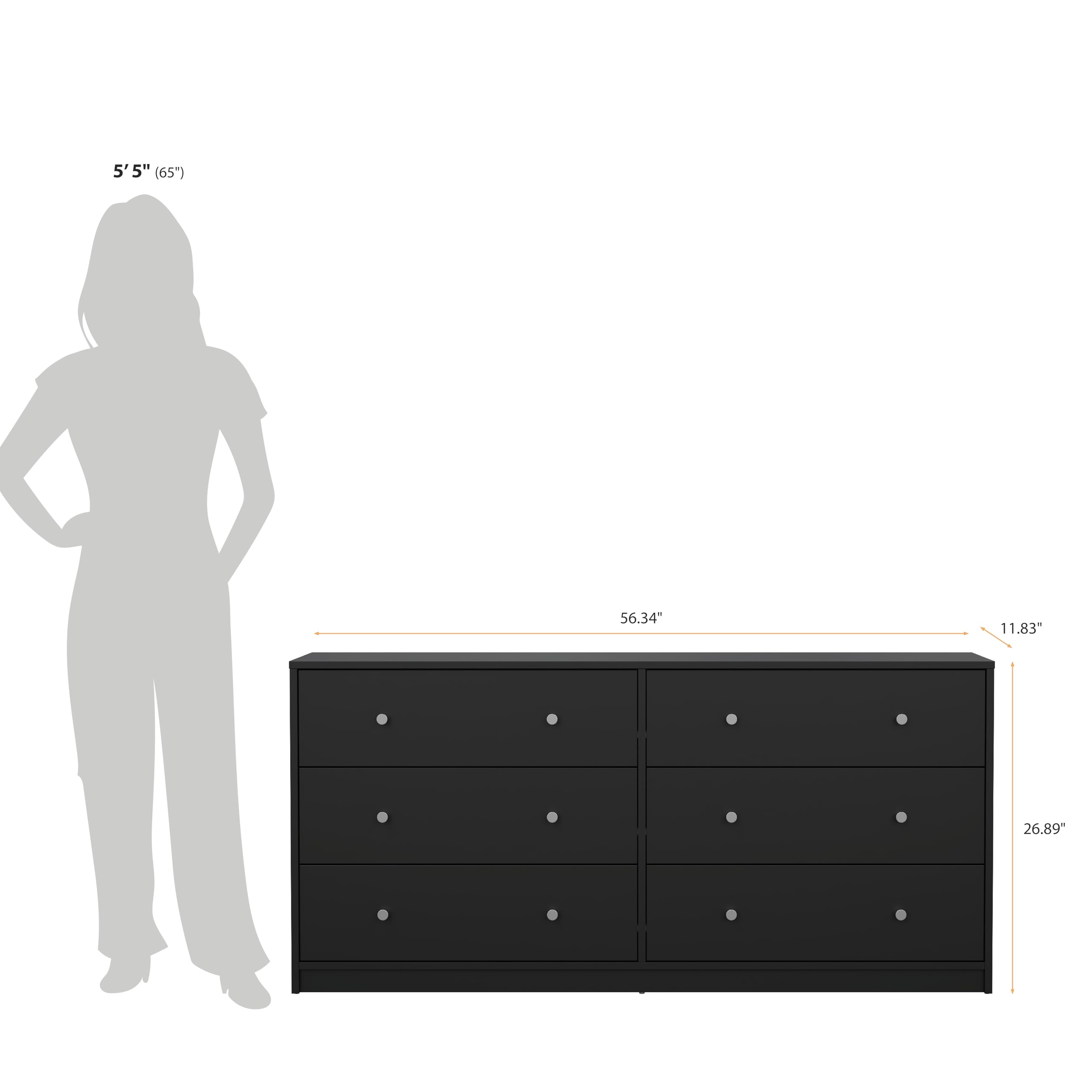 Amazon.com: Tvilum 6 Drawer Double Dresser, Black : Home & Kitchen