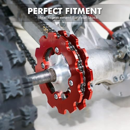 Miniatura 6 de NICECNC Funda protectora de manivela roja para piñón guía de cadena y protector de cadena de doble piñón compatible con Yamaha Raptor 700 700R