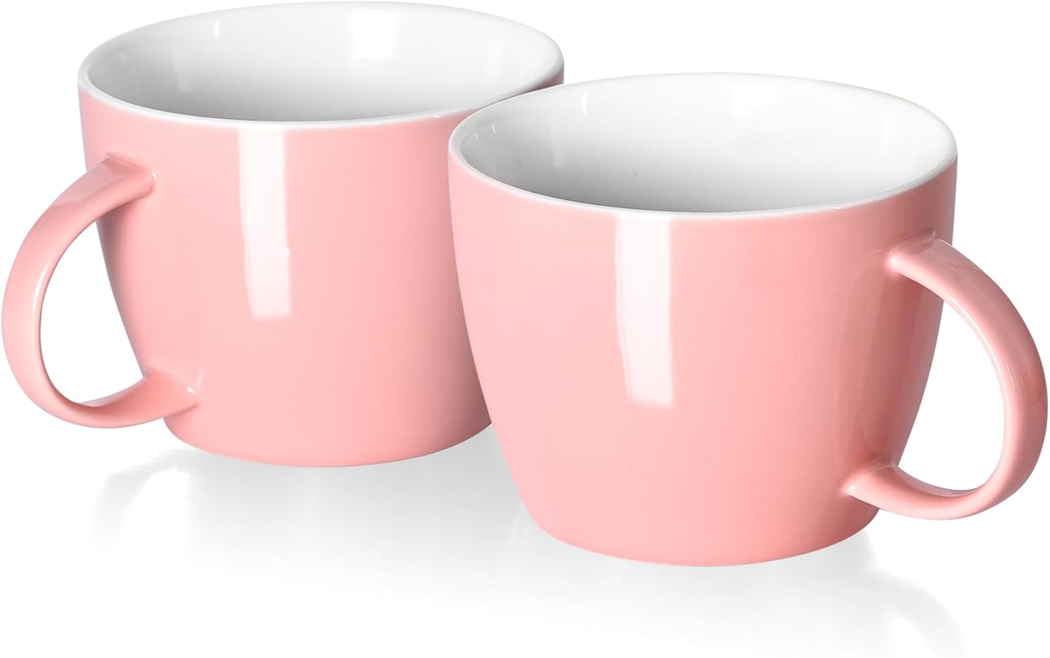 Extra Large Coffee Mugs, Ceramic Pink Coffee Mug Set of 2 Oversized 30 Ounce Breakfast Cup and Soup Bowl with Handle, Dishwasher and Microwave Safe, Big Oversized Tea Cup, Gift and Home Decor