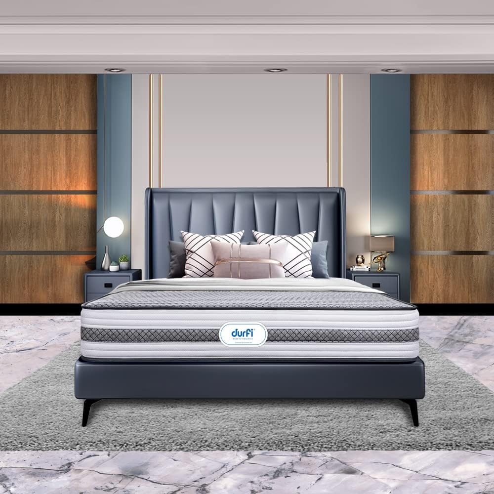 durfi durfiOriginalMemoryFoamOrthopedicDouble Bed Mattress, 8inch Bed Mattress, Mattress Double Size (72x48x8 Inches, Grey & White, Original Orthopedic)
