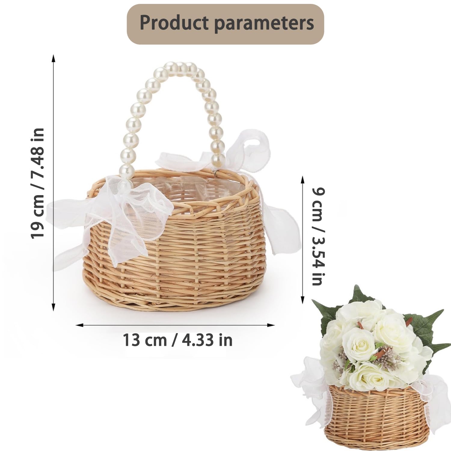 2 Pièces Corbeilles En Osier Avec Anse, Panier Mariage, Panier Avec Anse, Panier Osier, Petit Panier Osier Mariage, Panier En Osier Avec Anse, Pour Mariage, Décoration, Fruits
