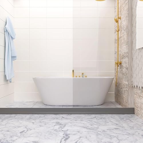 Miniatura 5 de Raycity Presa de agua de umbral de ducha de 3 pulgadas de alto, 59 pulgadas, plegable, protector contra salpicaduras de agua para regadera sin Gris