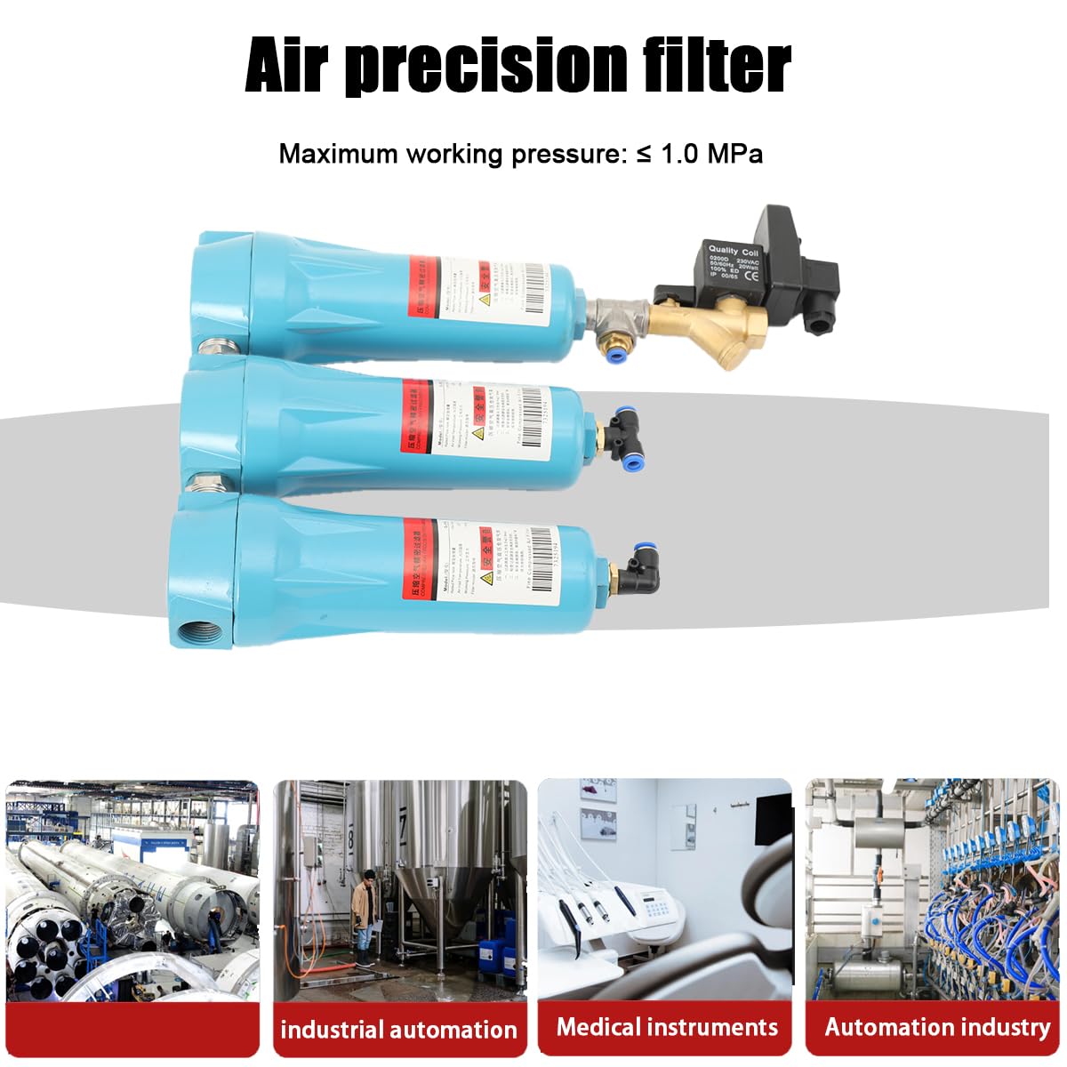 Druckluft-Präzisionsfilter, Zubehör für Luftkompressor,Q-015, P-015, S-015 Druckluft-Präzisionsfiltertrockner Set, Vollautomatischer Trocken-Öl-Wasser-Abscheider mit elektronisches Ablassventil