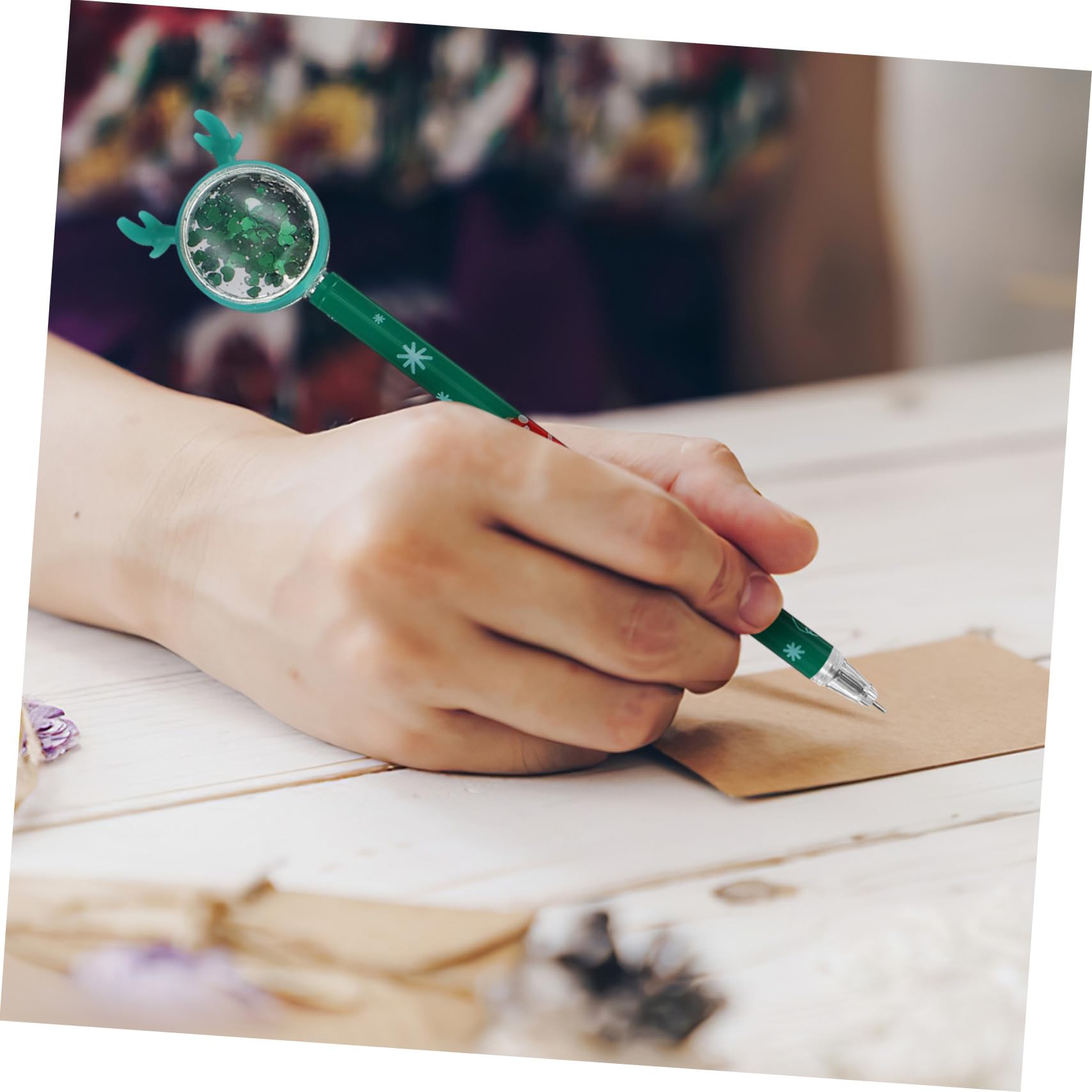 36 Pièces Stylos Gel Noël avec Topper Renne Pailleté Stylos Encre Gel Multicolores Rouges Verts Marrons pour Bureau et Festive
