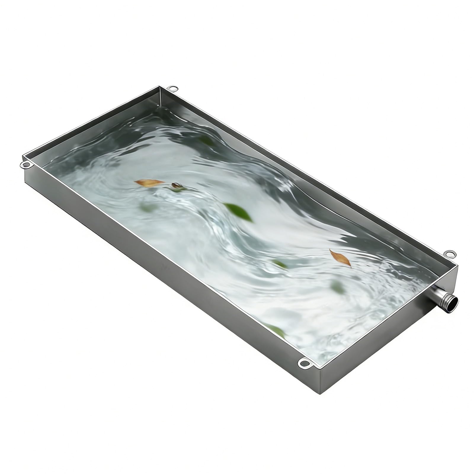Bandeja Recogegotas de Acero Inoxidable 304 Altura 10 cm con Manguera de Desagüe de 2 M y 2 Abrazaderas for Aire Acondicionado Lavadora y Calderas(10x30cm(4x12in))