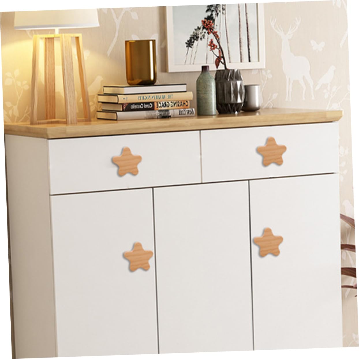 Unomor Unique Wooden Drawer Pulls 4 Pack for Dressers and Cabinets Single Hole Door Pulls Sturdy and Elegant Knobs Easy to Install