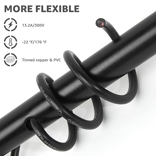 Miniatura 5 de AMZDEPOT Cable eléctrico de 50 pies 16 AWG, calibre 16, cable de PVC trenzado de 2 conductores, cable de cobre estañado de bajo voltaje, cable de