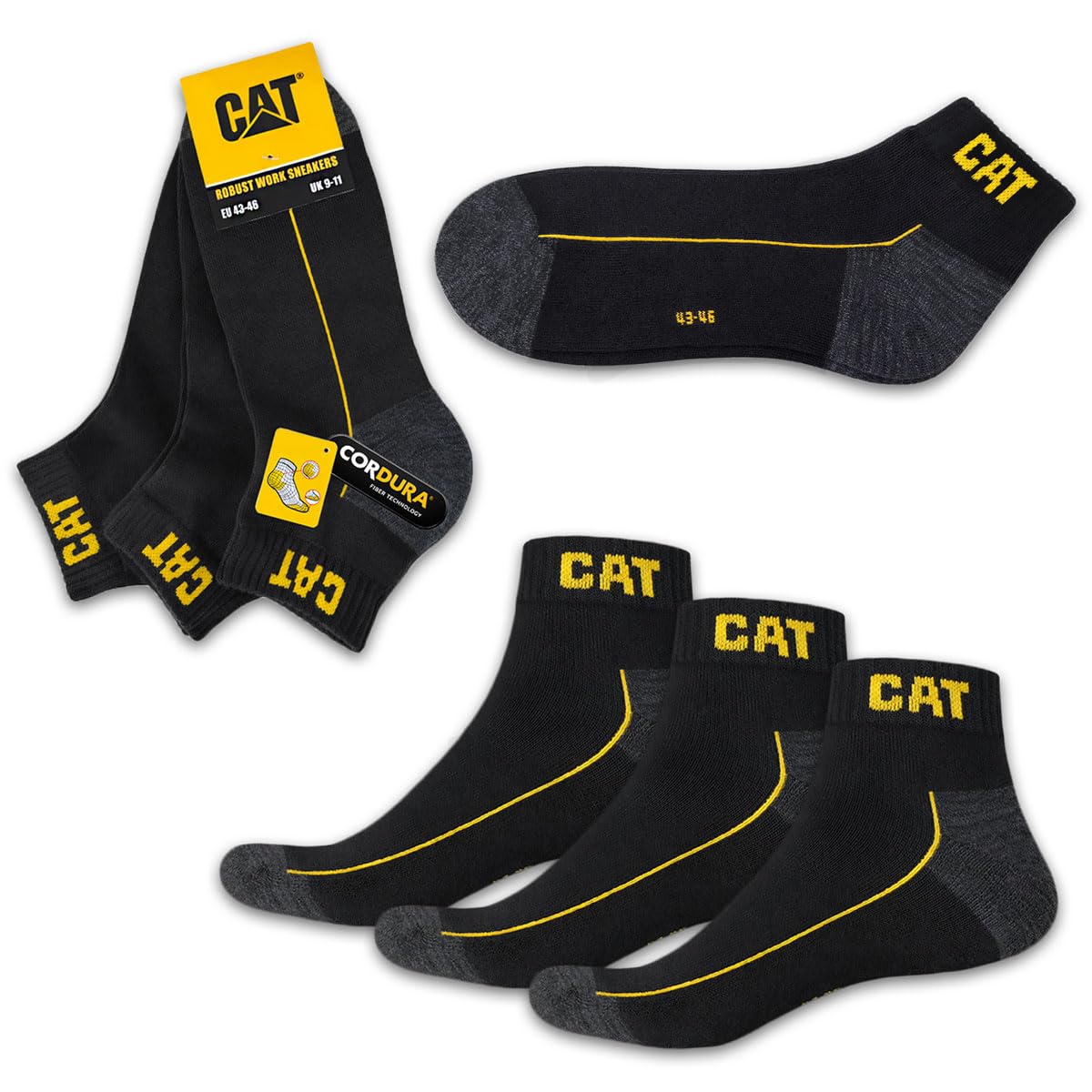 CAT Caterpillar ROBUST WORK SNEAKERS - Calzini da lavoro, in cordura rinforzati, suola in spugna ammortizzante, 39-46