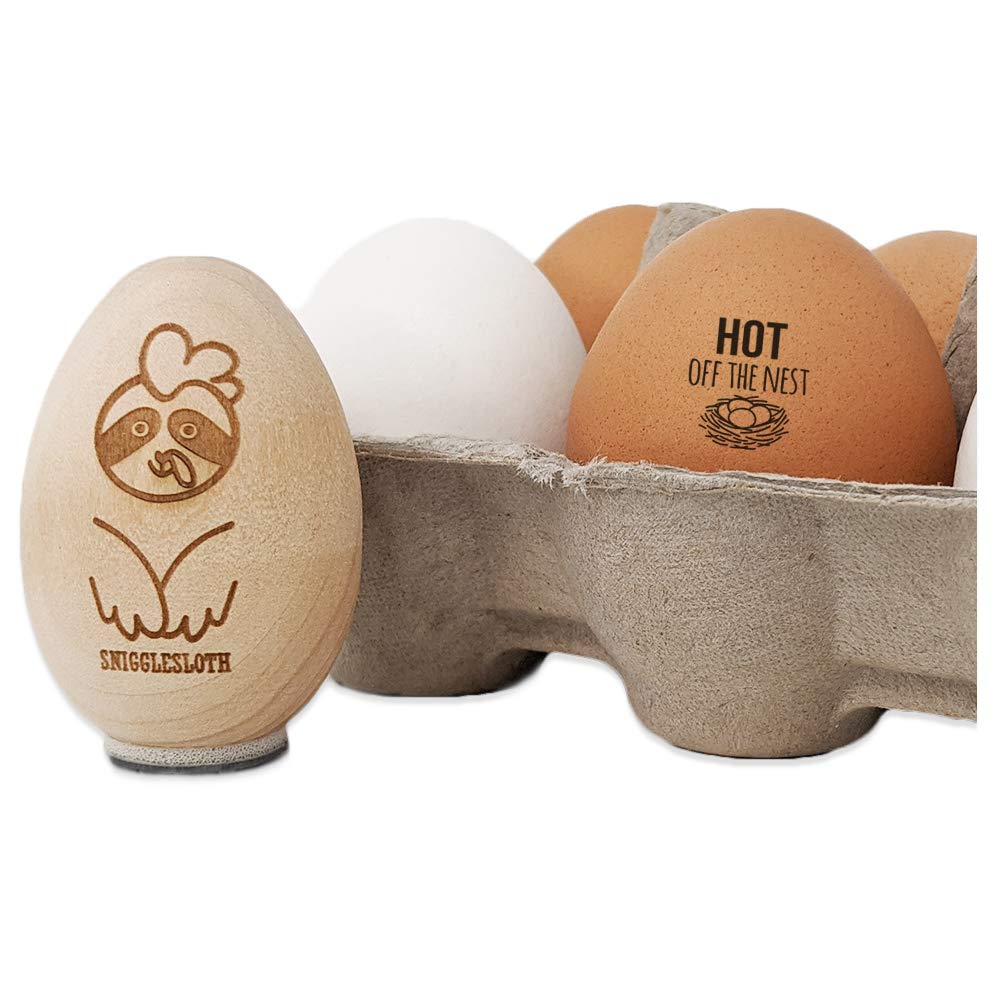 Hot Off The Nest Chicken Egg Rubber Stamp - 3/4 Inch Small