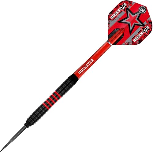 Miniatura 2 de Winmau Joe Cullen The Rockstar - Juego de dardos profesionales de latón de 0.71 oz con vuelos y tallos (ejes)