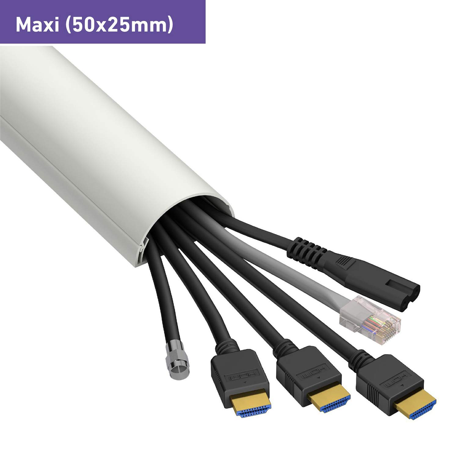 (White) - D-Line 1D5025W TV Trunking Cable Management System Perfect to ...