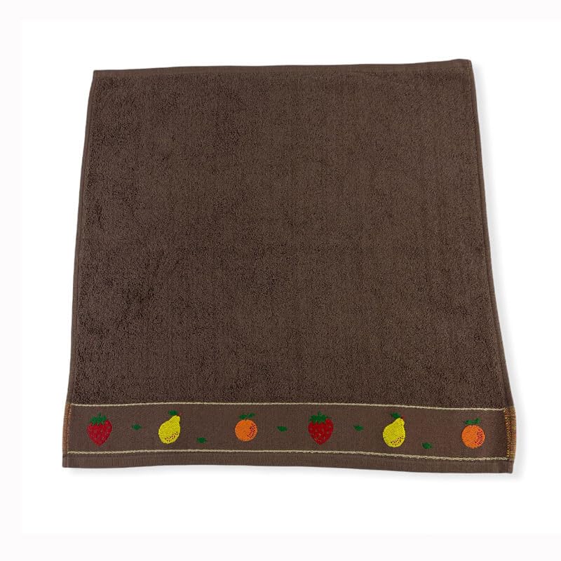 Rufino Díaz Paño Cocina 100% Algodón Rizo 500 gr/m2 Frutas (Marrón - 50x50cm) - Súper Absorbente, Tacto Suave y Resistente