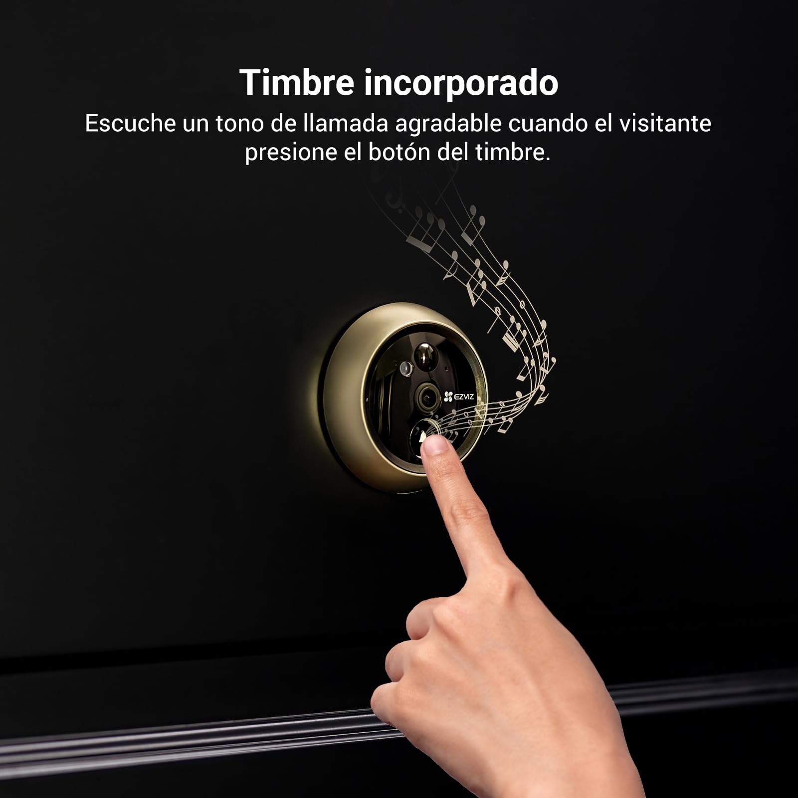 EZVIZ Mirilla Digital de Puerta con Pantalla LCD de 4.3'' Cámara Video Timbre Inalámbrico Monitor con Batería Recargable de 4600 mAh, Detección de Movimiento PIR, Audio Bidireccional, DP2C Dorado