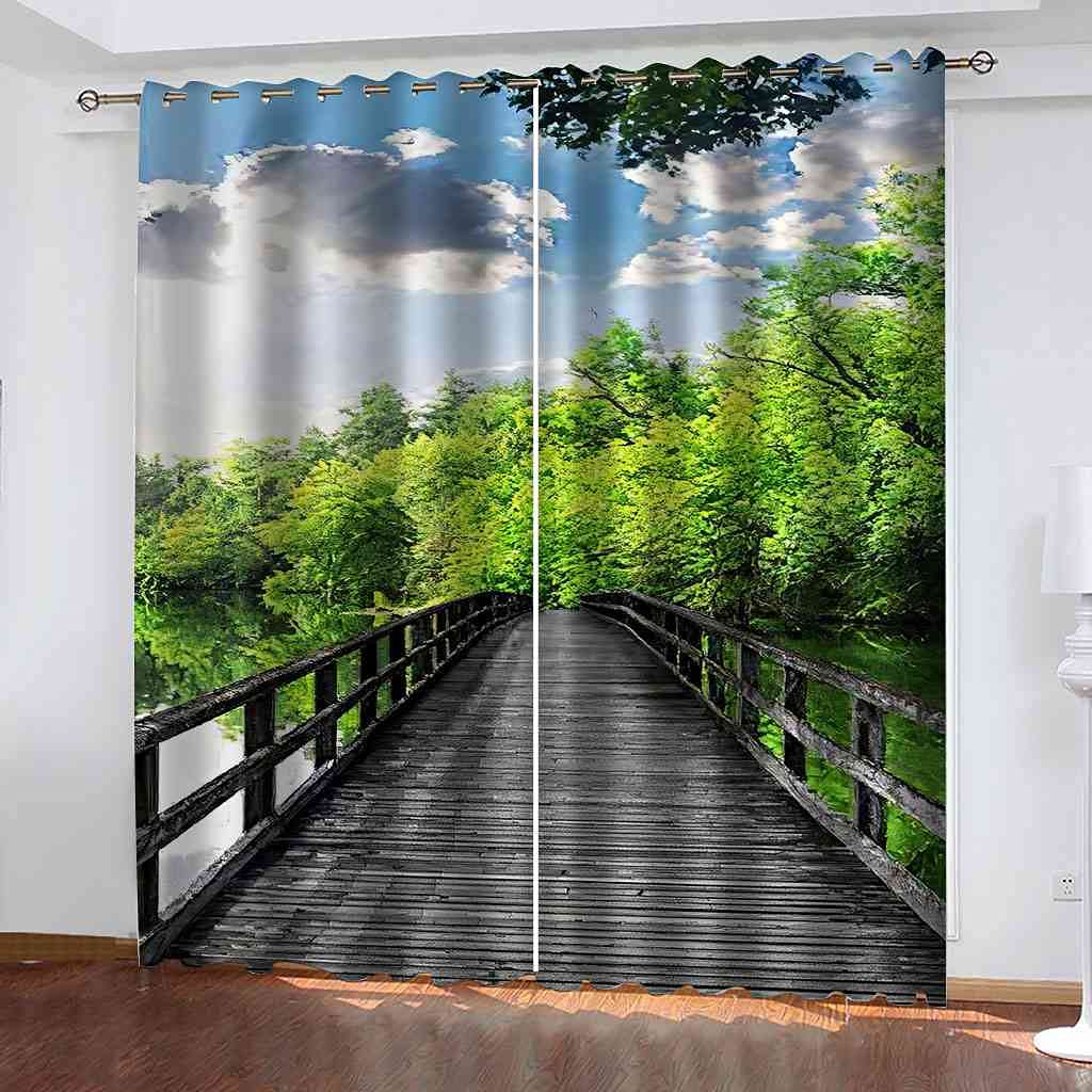 Rideaux occultants enfant forêt 3D 264x242 cm en polyester isolé