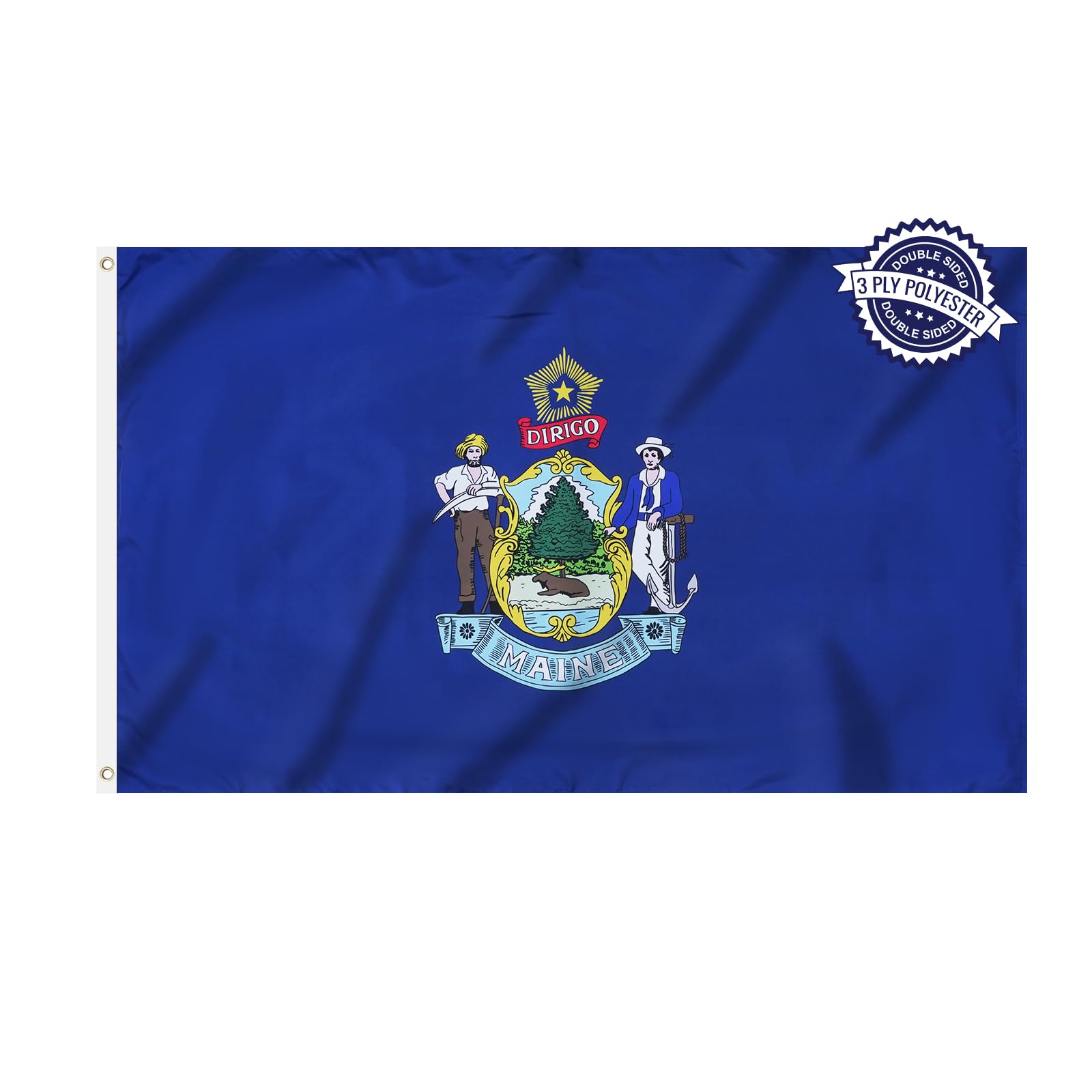 Flagolden Maine State Flag 3x5 Feet Outdoor Double Sided 3 Ply Polyester ME Maine Flags with 2 Brass Grommets