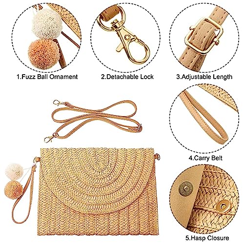 Mokoze Straw Bag for Women, Woven Tote with Magnetic Buckle Hand Woven for Travel, Party, Vacation Essentials for Women4