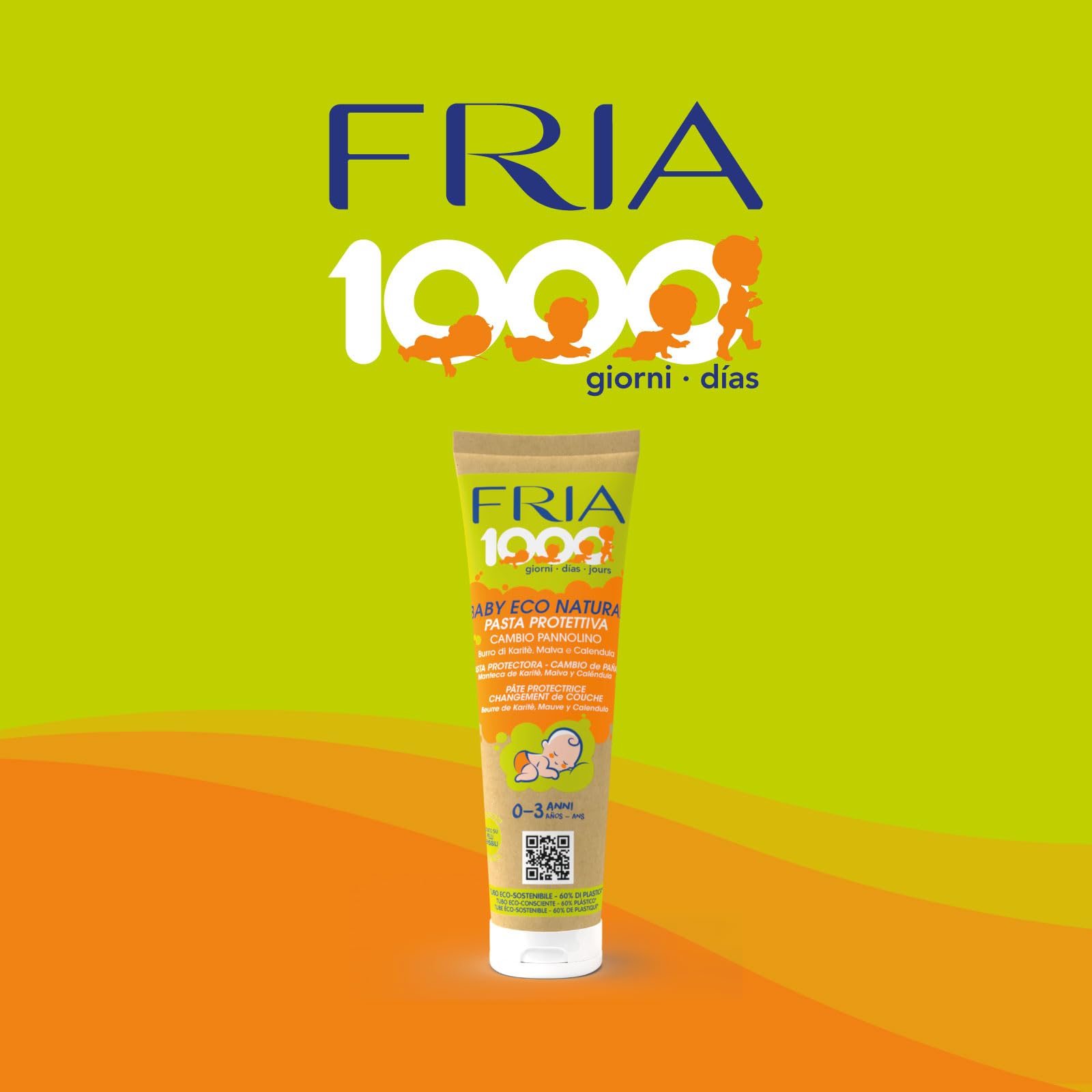 Fria 1000Giorni Crema Cambio Pannolino Protettiva Baby Eco Natural, Pasta Lenitiva con Ossido di Zinco e Calendula, 100ml