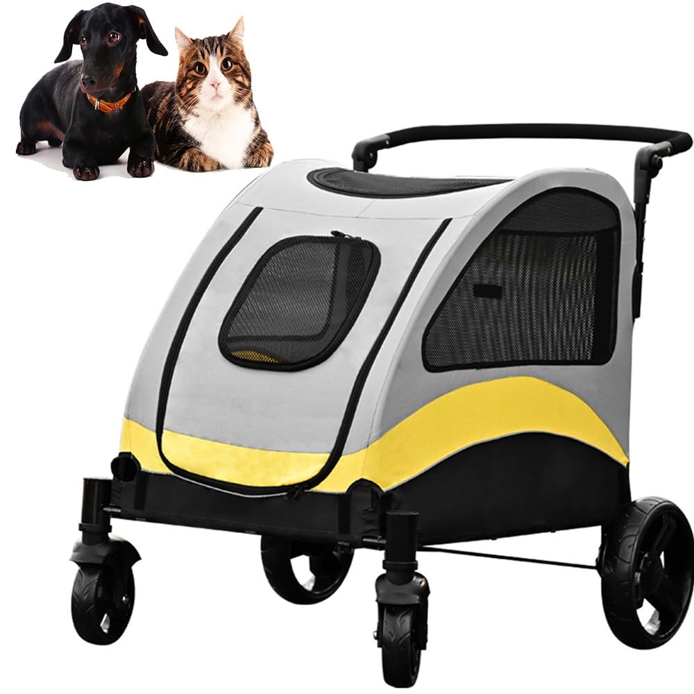 Passeggino per Cani Gatti Borsa Da Trasporto per Cani Pieghevole Carico 60 Kg Carrello Con 5 Finestre A Rete Animali Domestici per Cani Di Medi E Grandi Che Viaggiano