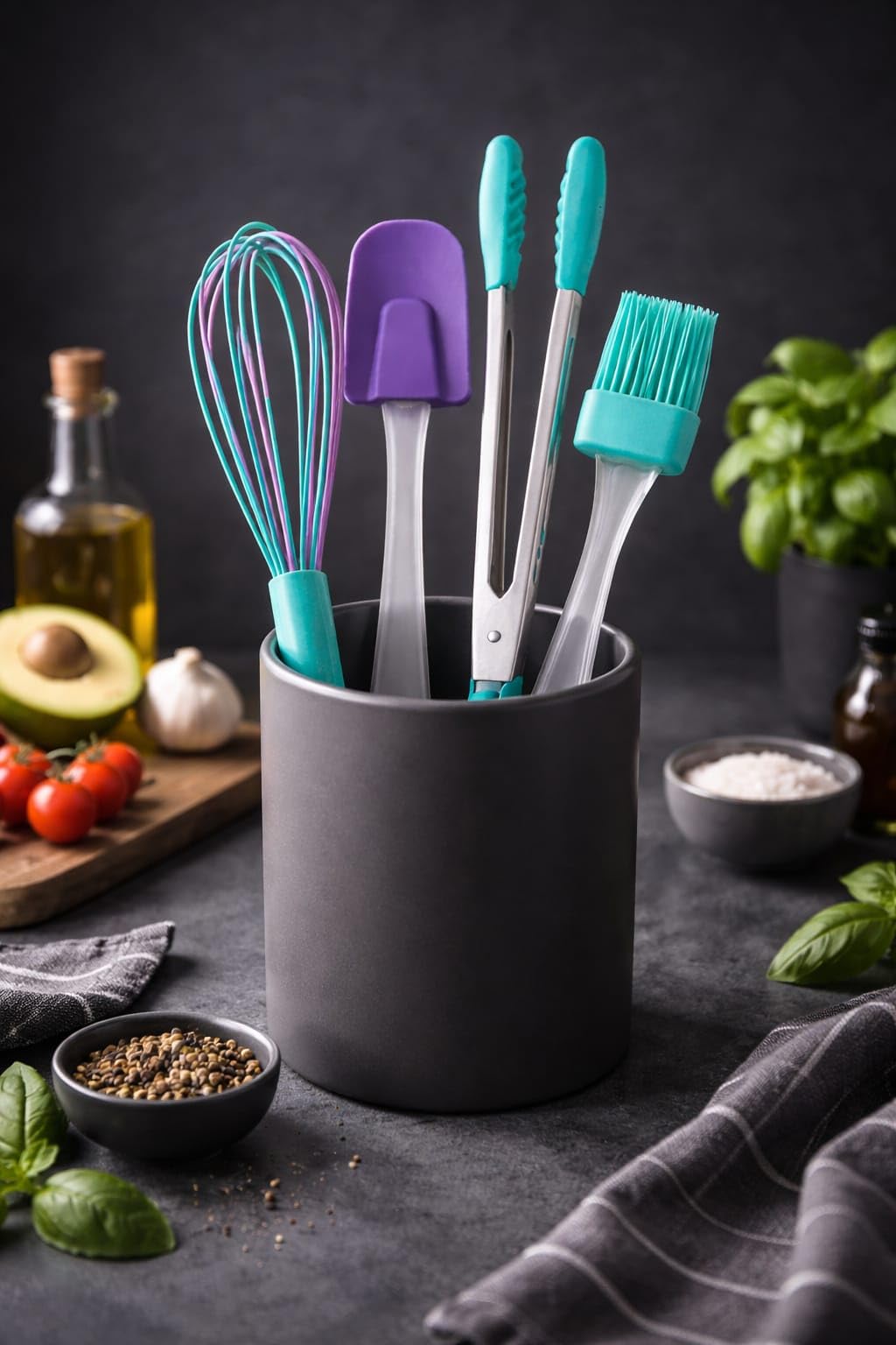 SİLİKON MUTFAK GEREÇ SETİ 4 PARÇA, ÇIRPICI, SPATULA, MAŞA, YAĞLAMA FIRÇASI, YAPIŞMAZ TENCERE TAVA UYUMLU, ISIYA DAYANIKLI, ERGONOMİK SAPLI,4’LÜ SİLİKON MUTFAK SETİ, SPATULA, ÇIRPICI, MAŞA, FIRÇA