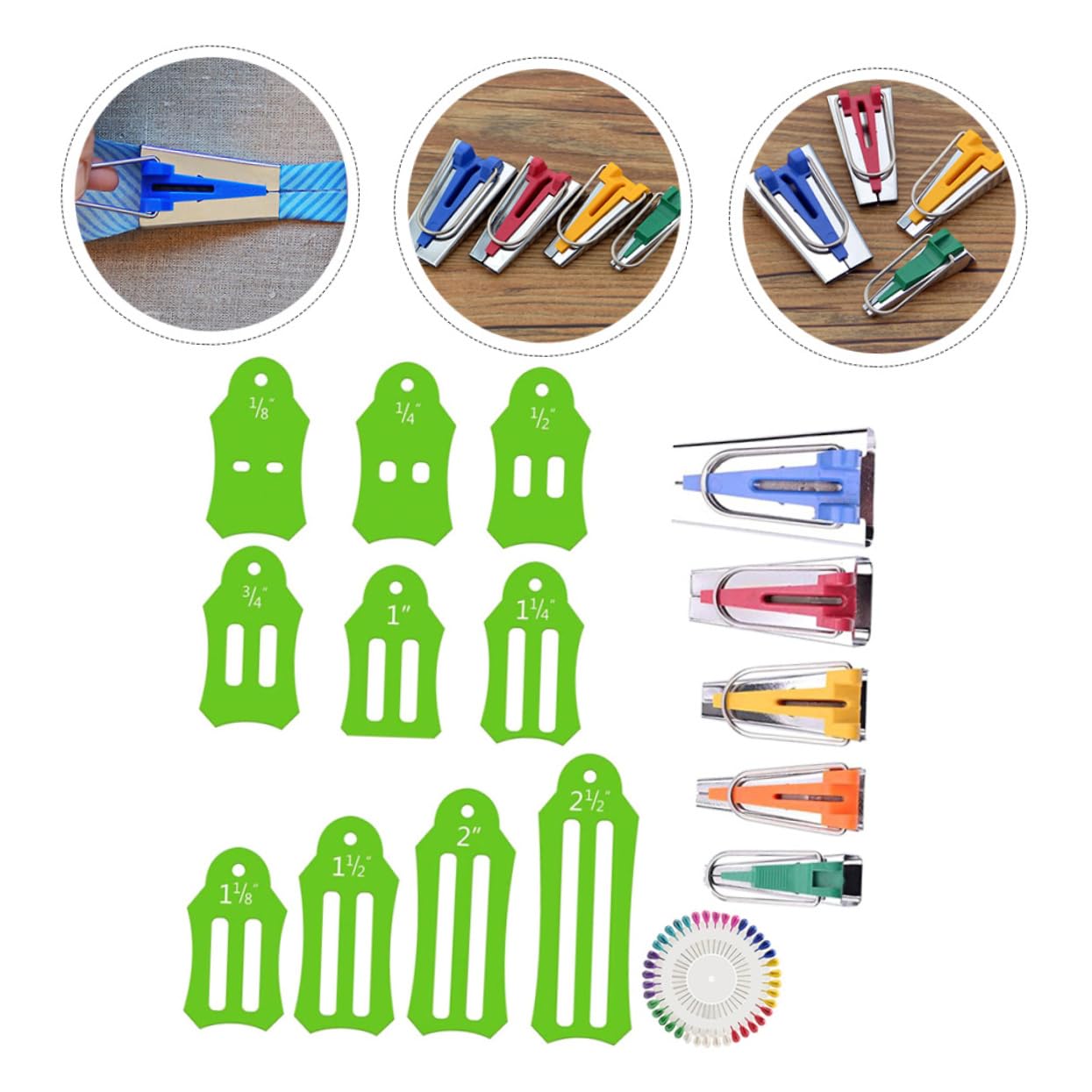 HOODANCOS Binding Sewing Tape Bias Tape Maker Quilting Tool Kit for Fabric Hemming