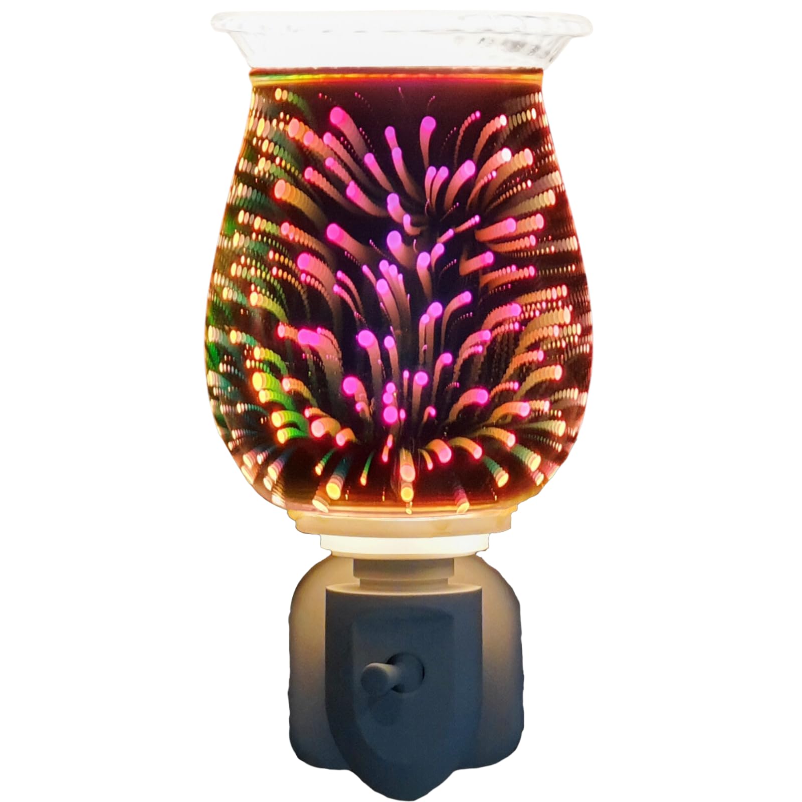 TopHGC Bruciatore Di Cera Elettrico 3D Starburst Con Luce Notturna E Interruttore Touch - Lampada Aroma In Vetro, Diffusore Per Oli Essenziali E Cerascioglie, 40W, Spina UK