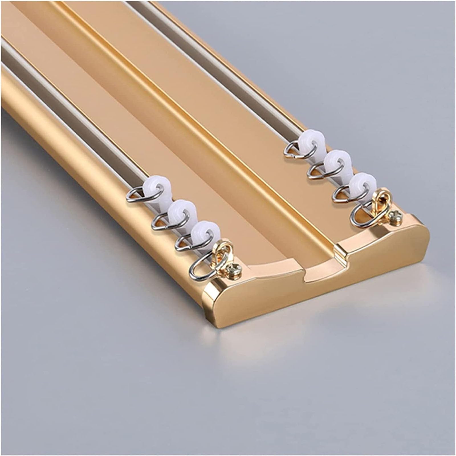 GXQFC Ceiling Curtain Track, Heavy-Duty Double Curtain Rail 1m-5m Ceiling Ceiling Tracks Mounted Room Divider Curtain Rods for Office Living Room And Room Divider (Size:4M,Color:Gold)