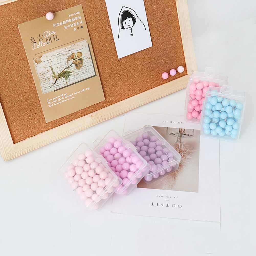 SHTGOI Pack of 50 Nail Push Pins Small Plastic Round Head Drawing Pins with Steel Dot Colourful Round Drawing Pins Decorative Pins for Pictures Pin Boards - Image 4