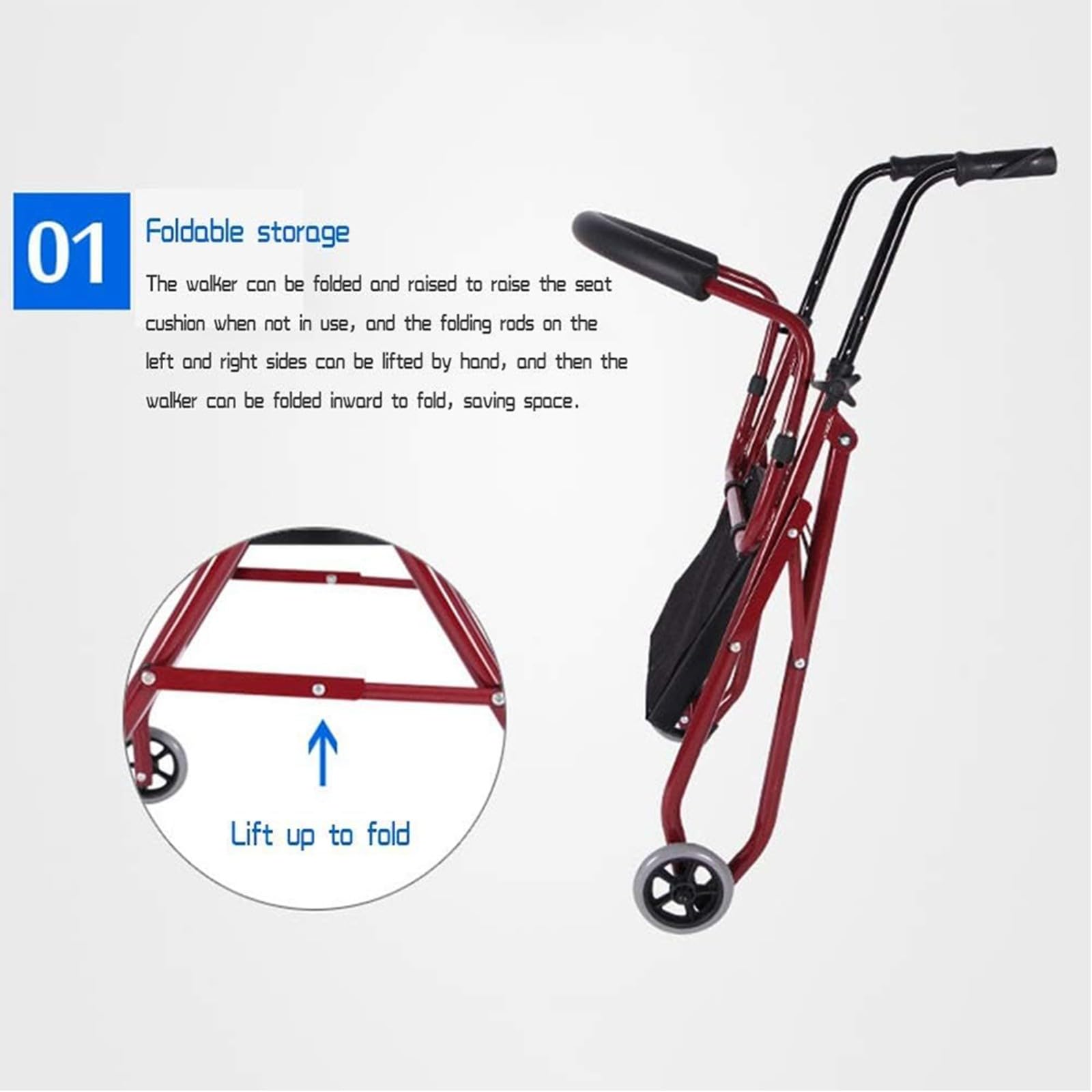 Andador para Ancianos De 4 Ruedas Plegable,Andador Ortopedia Altura Regulable Andadores Adultos,Caminadores para Mayores Andador con Asiento,Andador Plegable Ligero